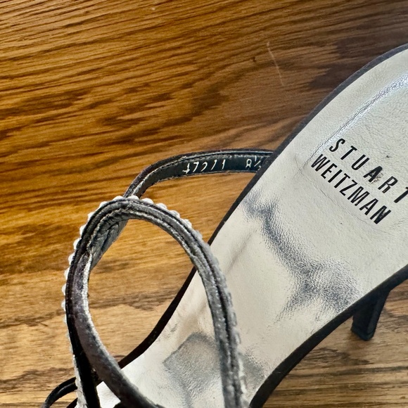 Stuart Weitzman Black Satin Strappy Stiletto 8.5 NWOB - Picture 7 of 7